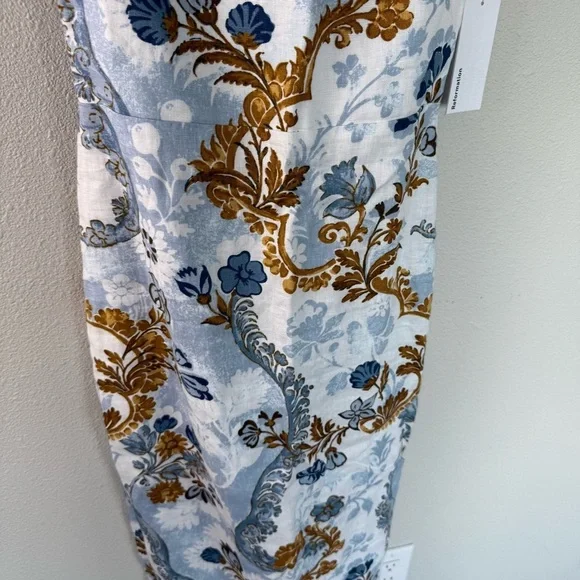 New REFORMATION Frankie Linen Dress in Reign Print NWT Wedding Women’s Size 2